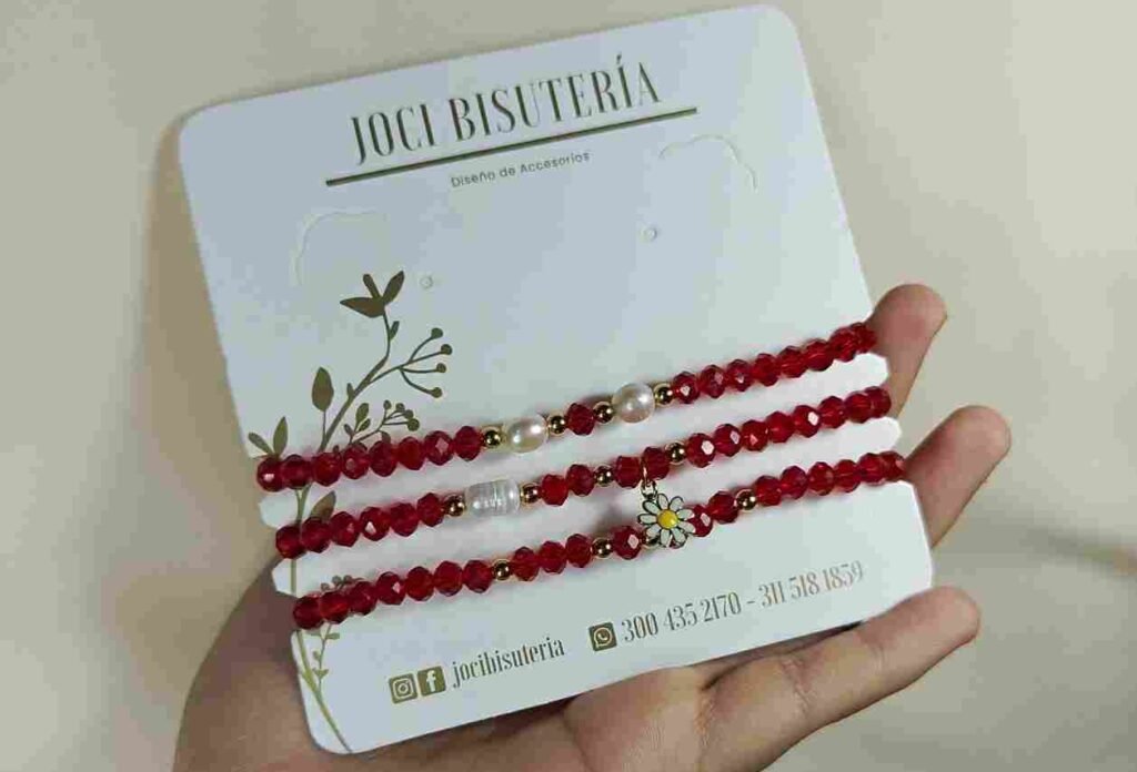 Set Pulseras Cristal Rojo