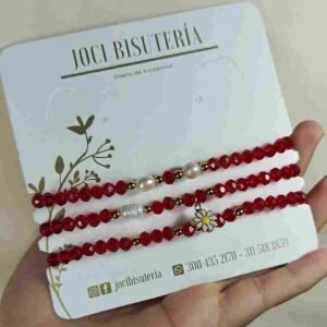 Set Pulseras Cristal Rojo